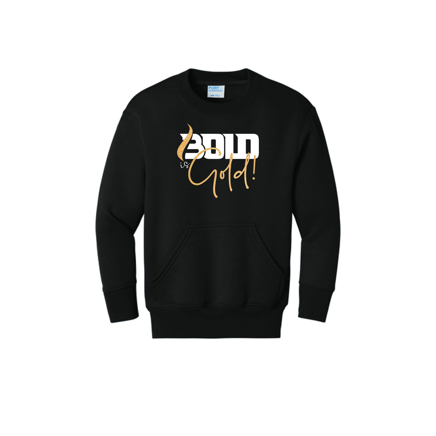 BOLD is GOLD - Port & Co™ Youth Core Fleece Crewneck Pocket Sweatshirt