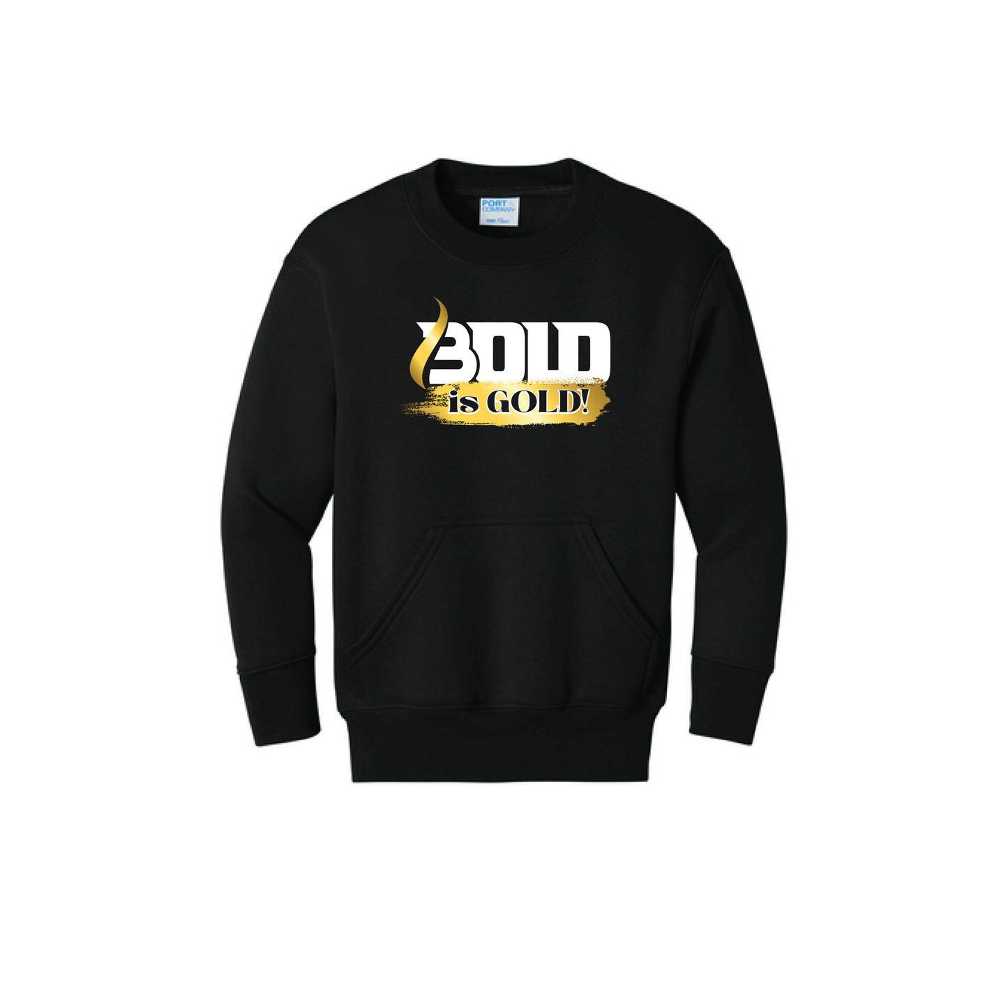 BOLD is GOLD - Port & Co™ Youth Core Fleece Crewneck Pocket Sweatshirt
