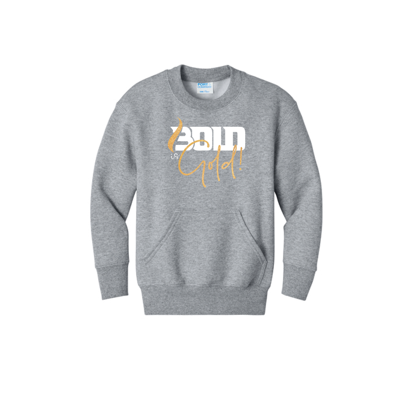 BOLD is GOLD - Port & Co™ Youth Core Fleece Crewneck Pocket Sweatshirt