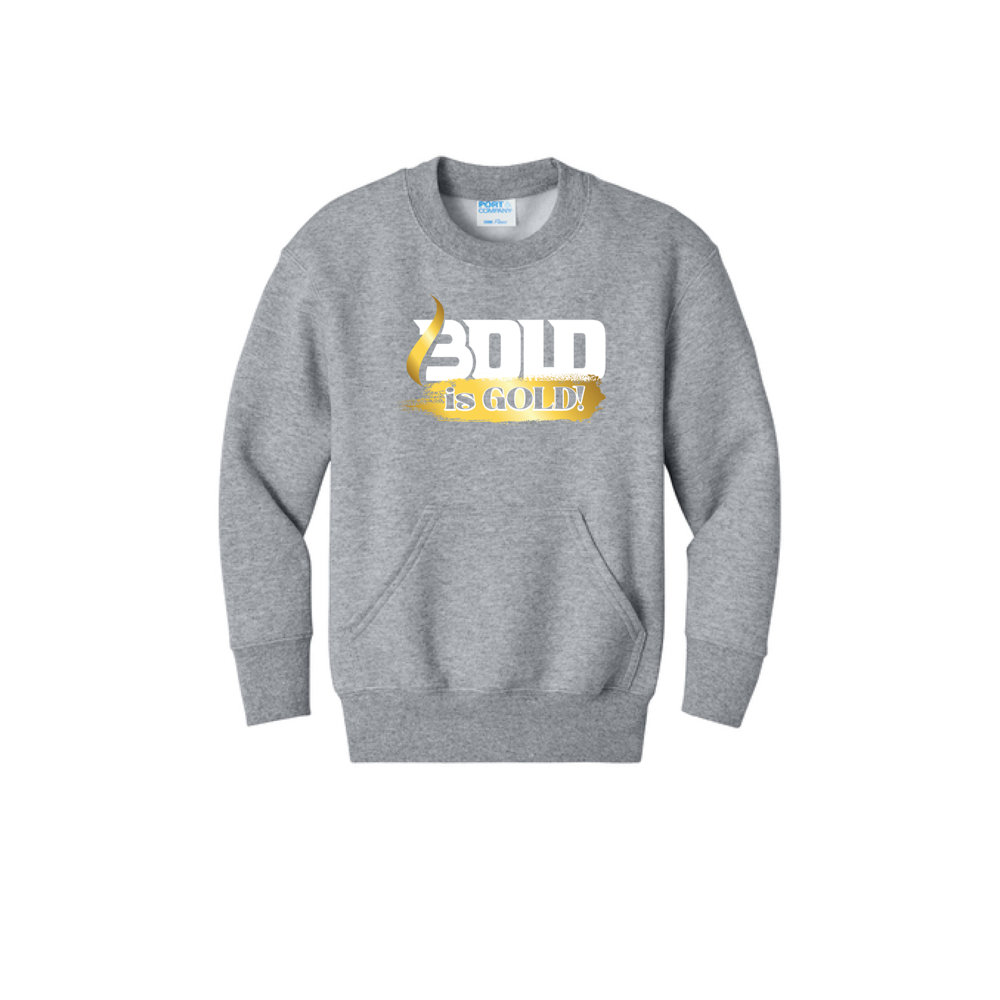 BOLD is GOLD - Port & Co™ Youth Core Fleece Crewneck Pocket Sweatshirt