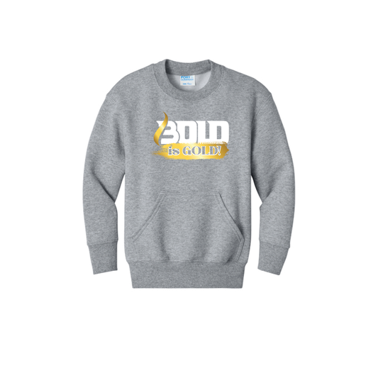 BOLD is GOLD - Port & Co™ Youth Core Fleece Crewneck Pocket Sweatshirt