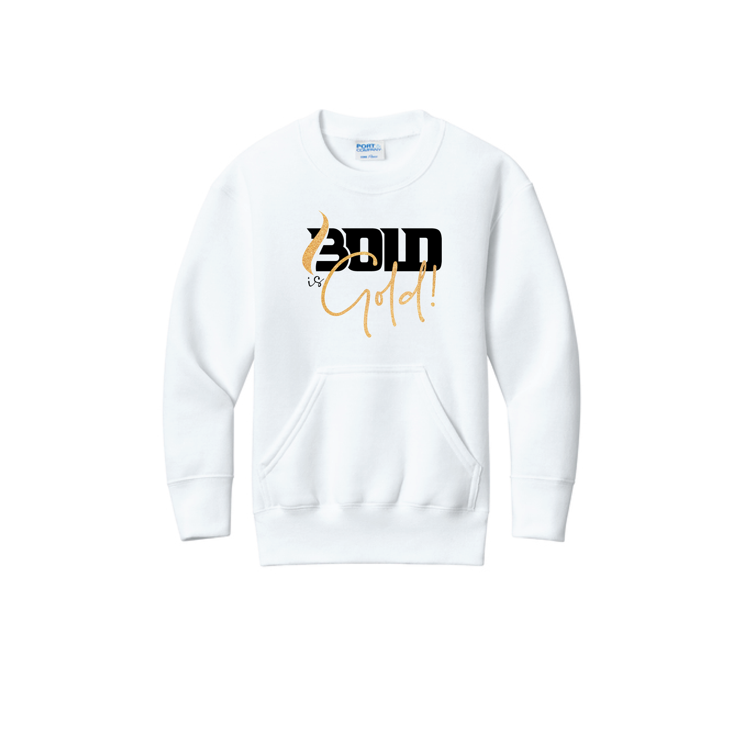 BOLD is GOLD - Port & Co™ Youth Core Fleece Crewneck Pocket Sweatshirt